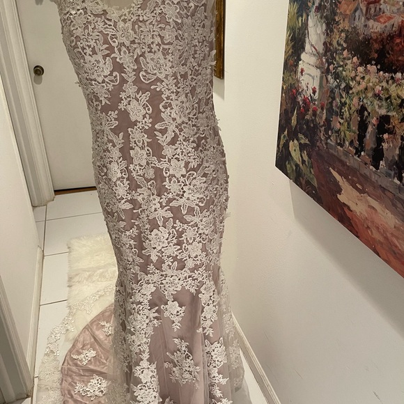 Gorgeous IZILADY lace Wedding Gown Fully Lined long Train Size 6 - Picture 5 of 12